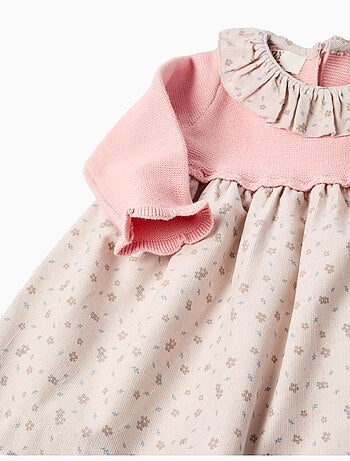 Vestido combinado con motivo floral