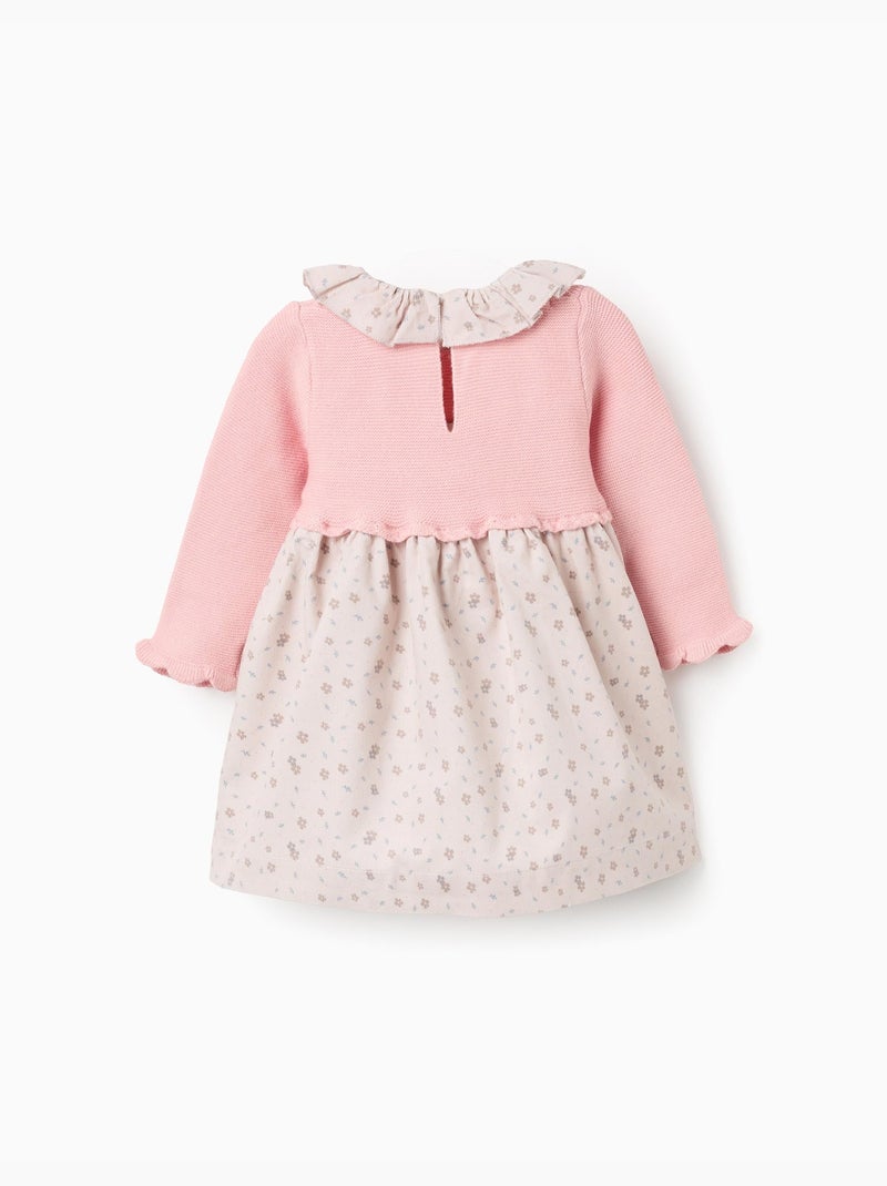 Vestido combinado con motivo floral Rosa claro - Kiabi