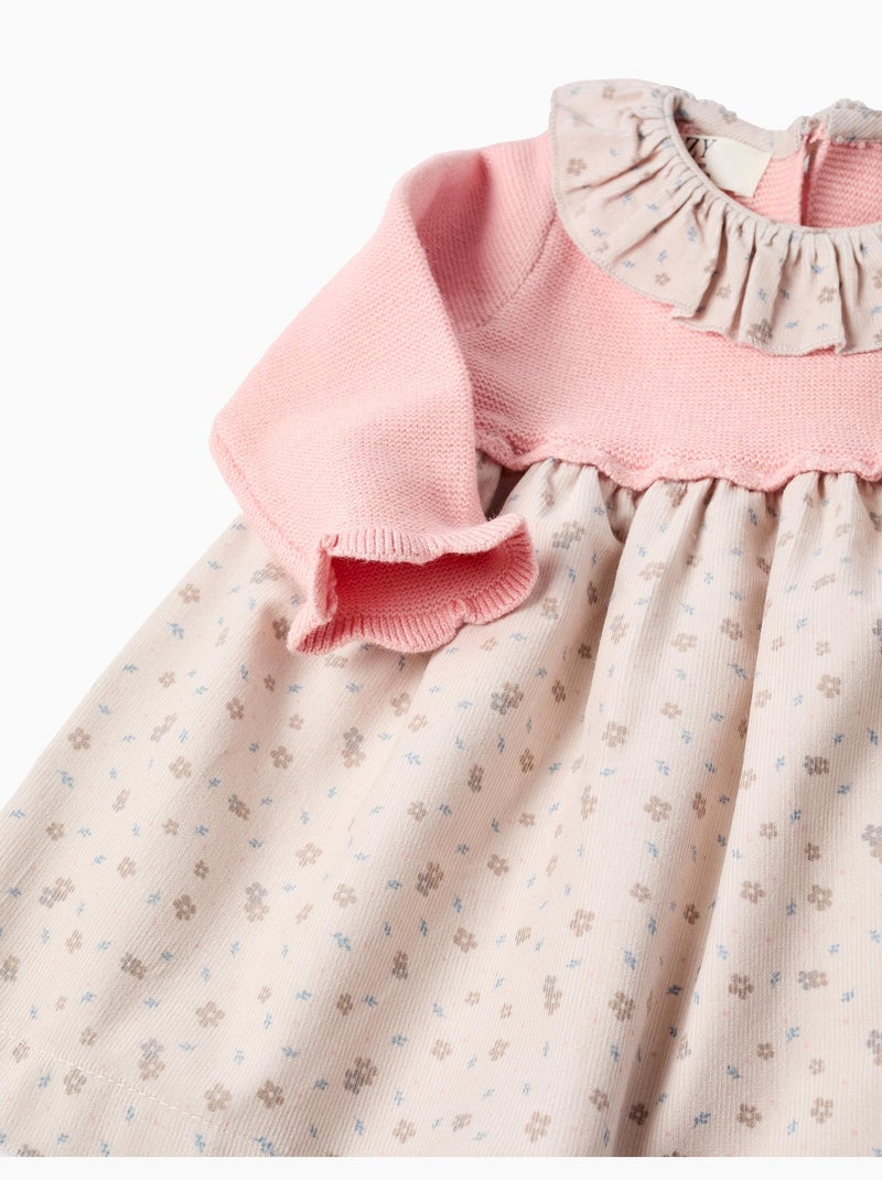 Vestido combinado con motivo floral Rosa claro - Kiabi
