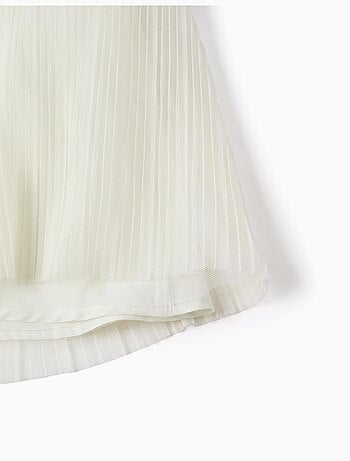 Vestido combinado de manga corta en tweed y malla