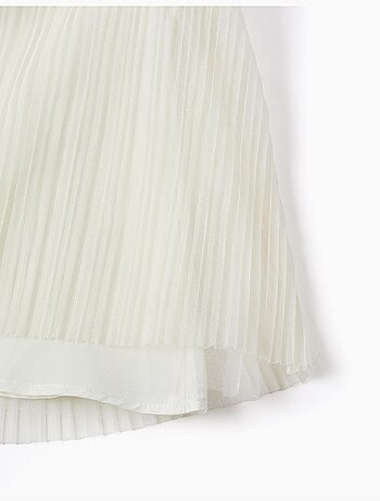 Vestido combinado de manga corta en tweed y malla