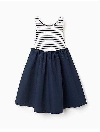 Vestido combinado sin mangas a rayas