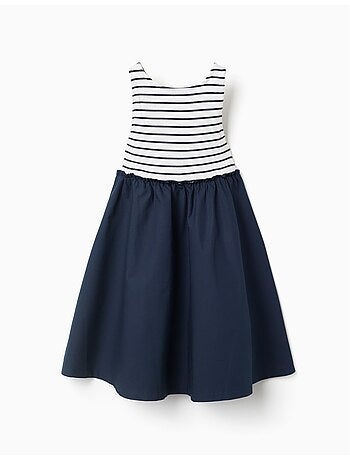 Vestido combinado sin mangas a rayas