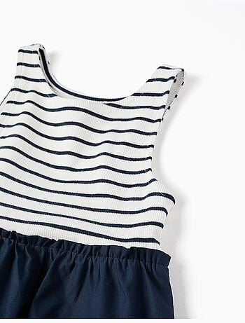 Vestido combinado sin mangas a rayas