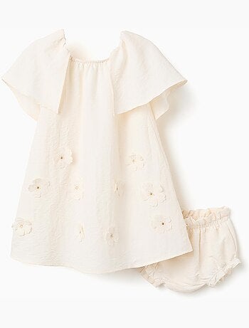Vestido con aplique floral + cubrepañal