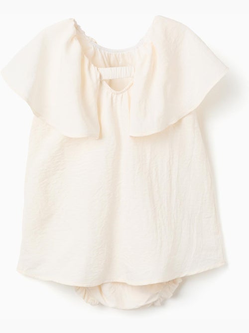 Vestido con aplique floral + cubrepañal - Kiabi