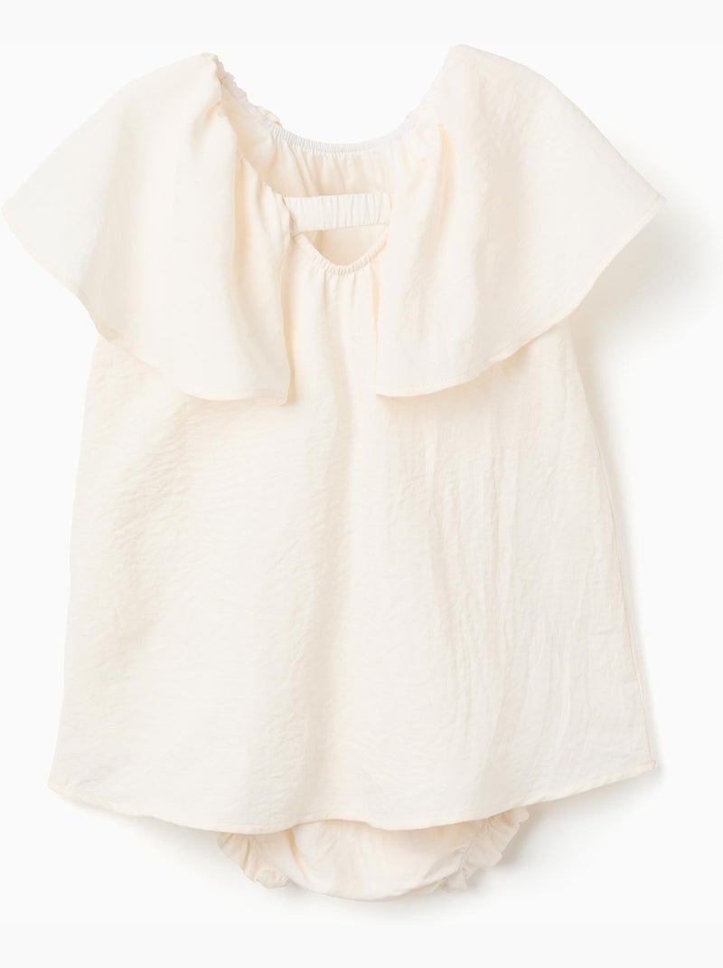 Vestido con aplique floral + cubrepañal Beige claro - Kiabi