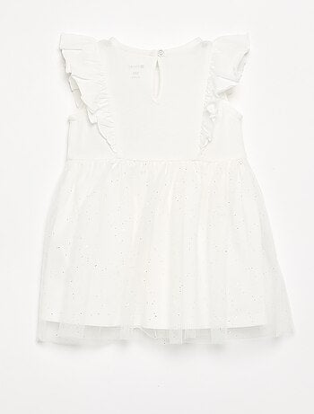 Vestido con bajo de tul brillante