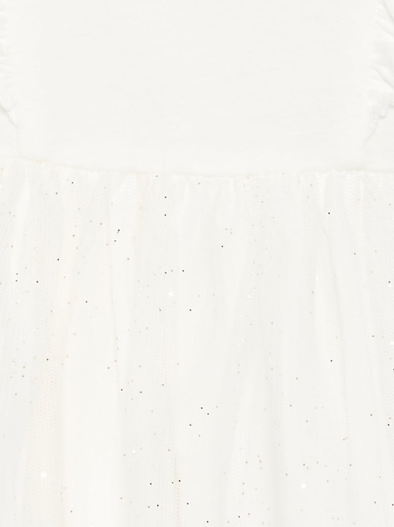 Vestido con bajo de tul brillante Blanco - Kiabi