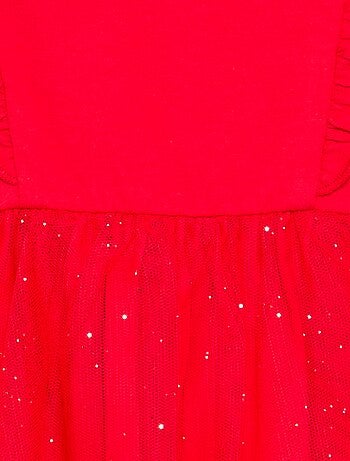 Vestido con bajo de tul brillante