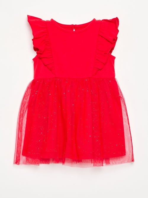 Vestido con bajo de tul brillante - Kiabi
