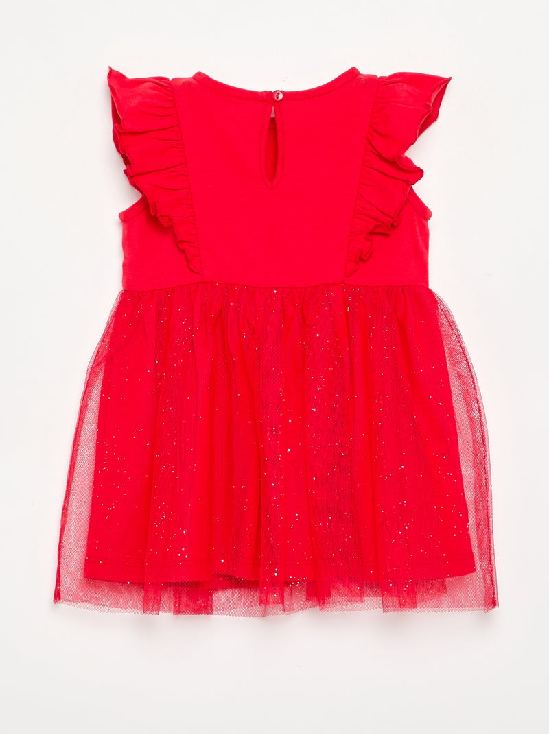 Vestido con bajo de tul brillante Rojo - Kiabi