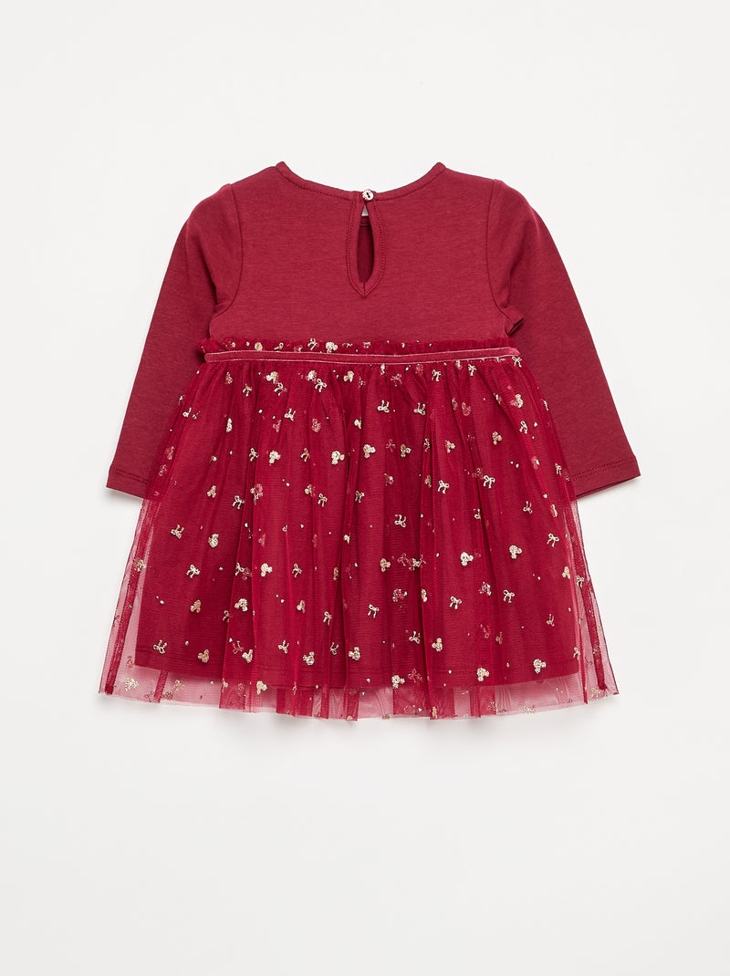 Vestido con bajo de tul 'Minnie' 'Disney' Rojo - Kiabi