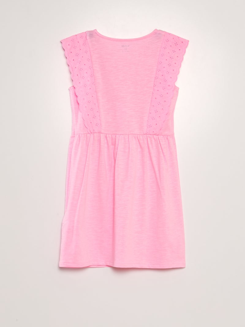 Vestido con bordado inglés ROSA - Kiabi