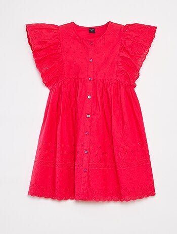 Vestido con bordados all over y volantes en las sisas