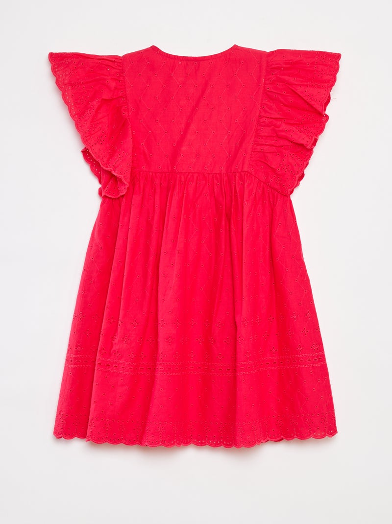 Vestido con bordados all over y volantes en las sisas ROSA - Kiabi