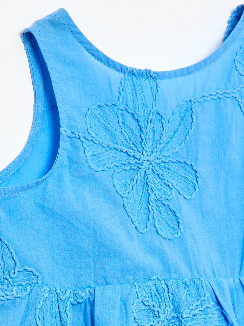 Vestido con bordados de flores Azul - Kiabi