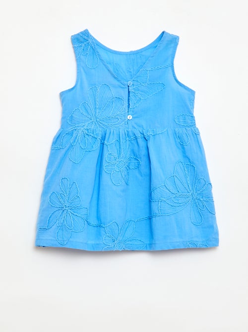 Vestido con bordados de flores - Kiabi