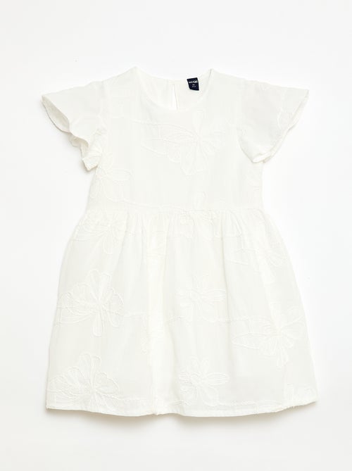 Vestido con bordados de flores fantasía - Kiabi