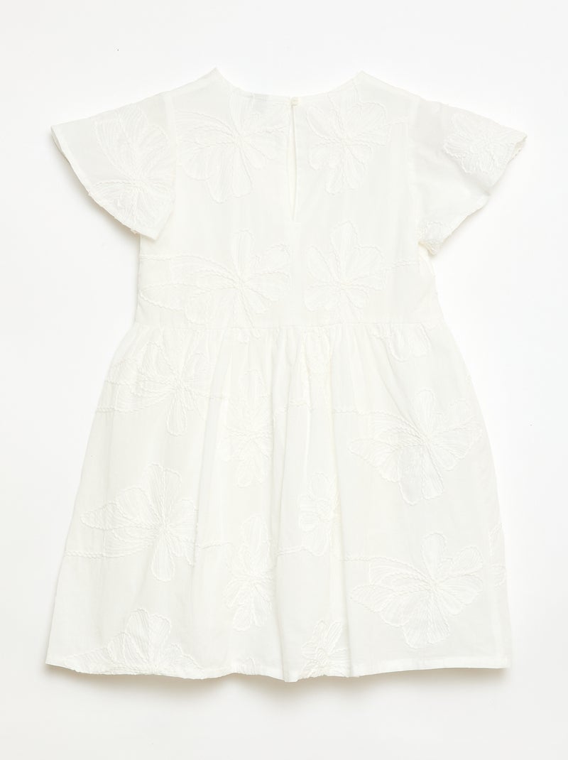 Vestido con bordados de flores fantasía Blanco - Kiabi