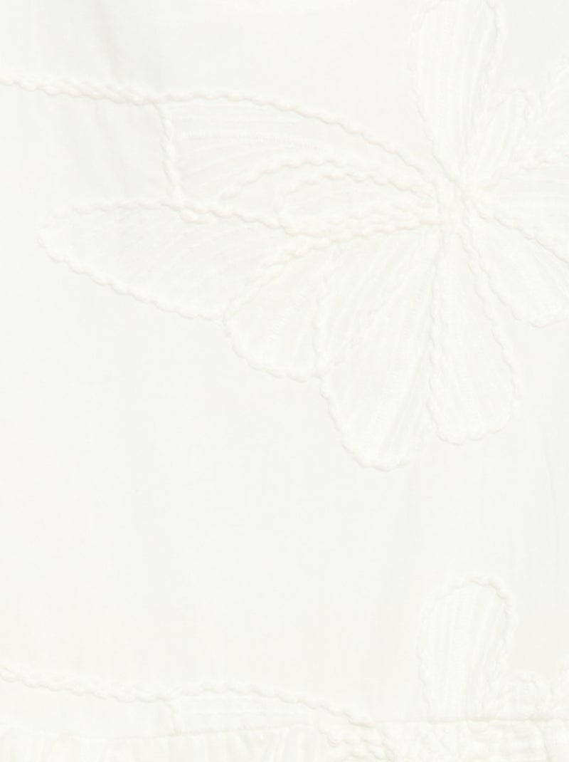 Vestido con bordados de flores fantasía Blanco - Kiabi