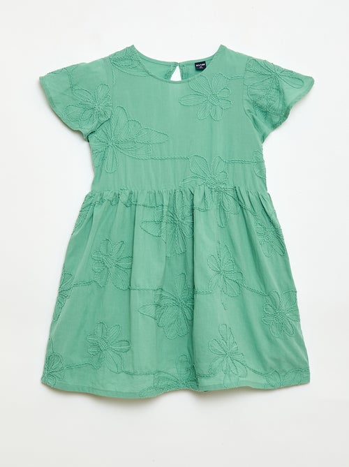 Vestido con bordados de flores fantasía - Kiabi