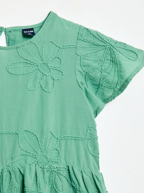 Vestido con bordados de flores fantasía - Kiabi