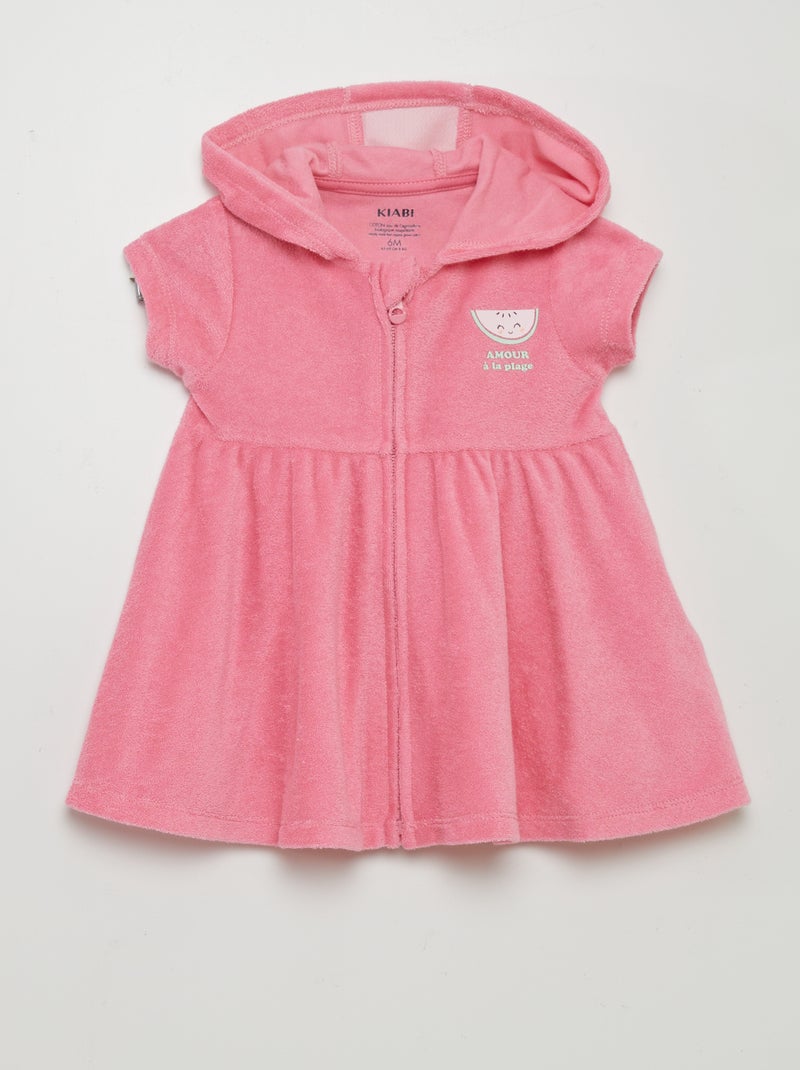 Vestido con capucha efecto rizo ROSA - Kiabi