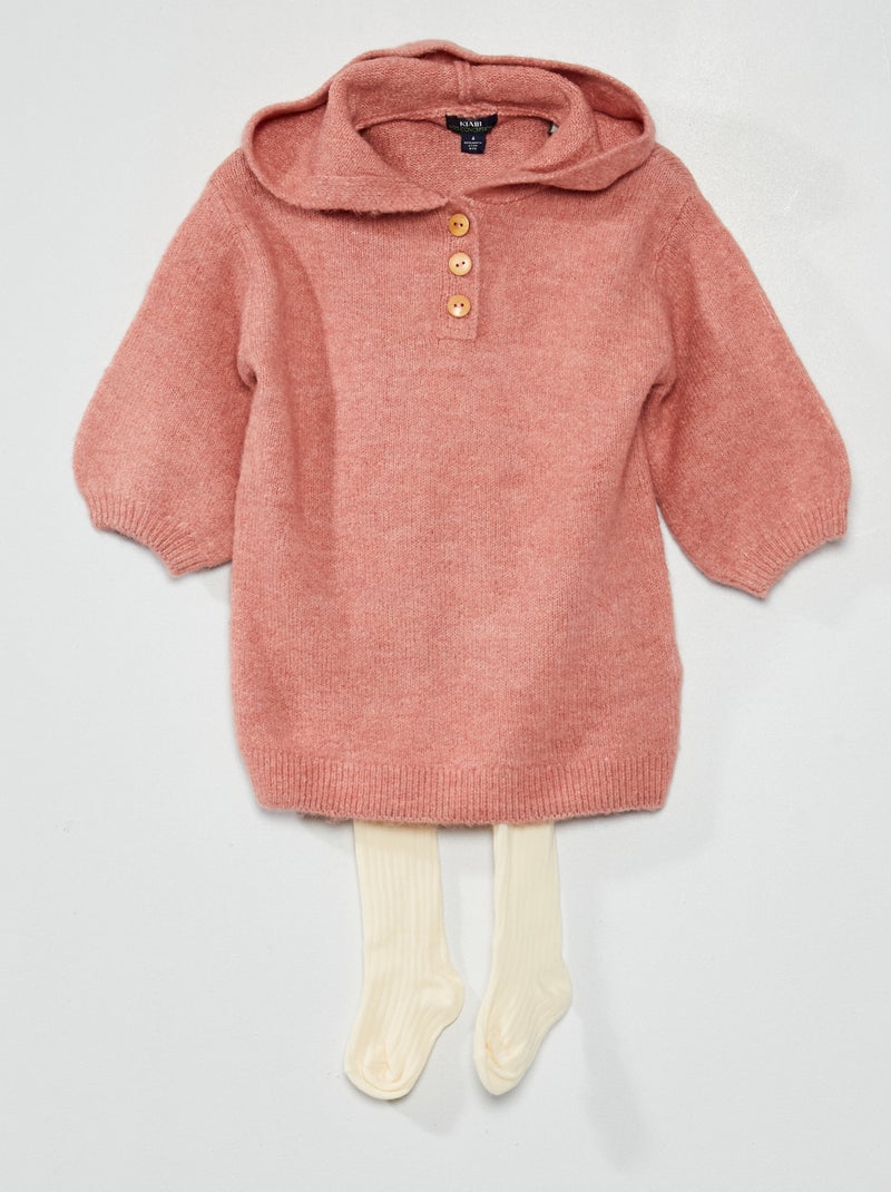 Vestido con capucha ROSA - Kiabi