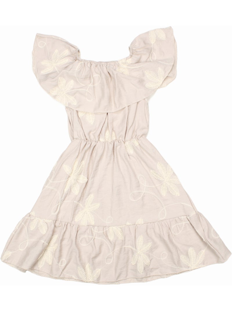 Vestido con cintura elástica - Kids Star Crema - Kiabi
