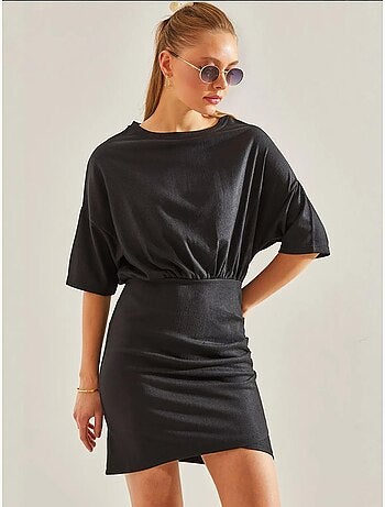 Vestido con cintura elástica y plisado en la parte delantera lucci