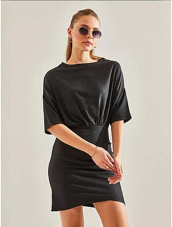 Vestido con cintura elástica y plisado en la parte delantera lucci