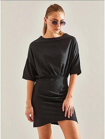 Vestido con cintura elástica y plisado en la parte delantera lucci