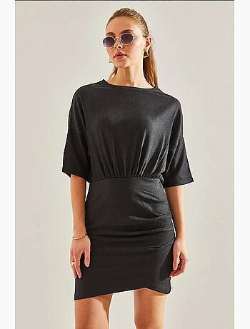 Vestido con cintura elástica y plisado en la parte delantera lucci