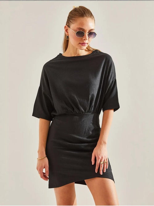 Vestido con cintura elástica y plisado en la parte delantera lucci - Kiabi