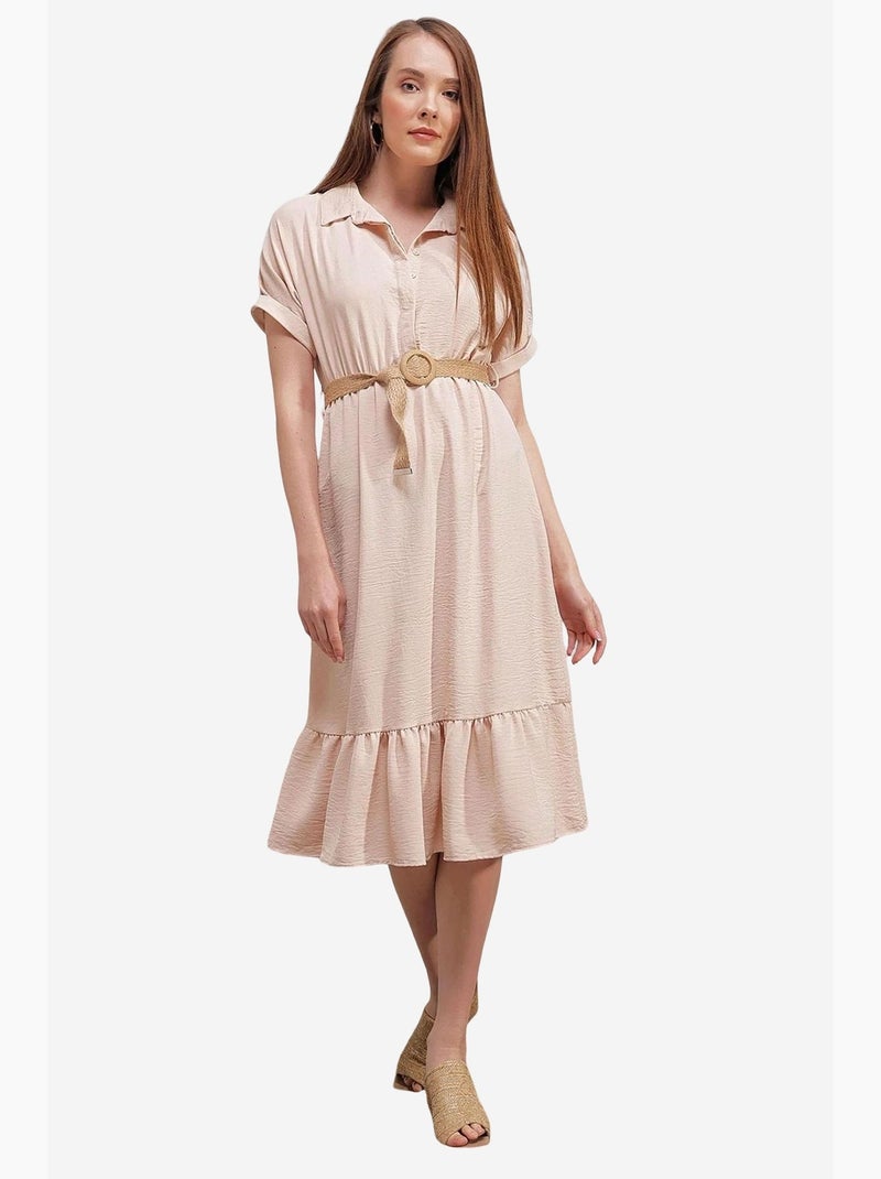Vestido con cinturón bdart Crema - Kiabi