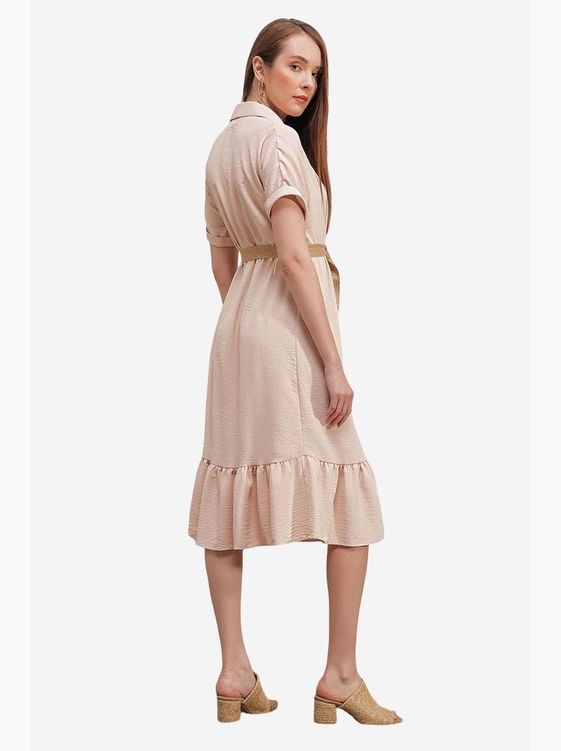 Vestido con cinturón bdart Crema - Kiabi