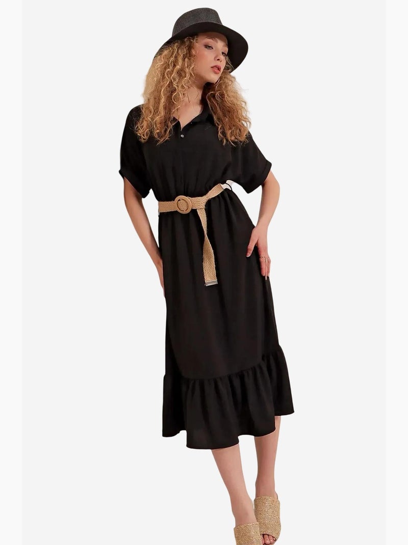 Vestido con cinturón bdart Negro - Kiabi