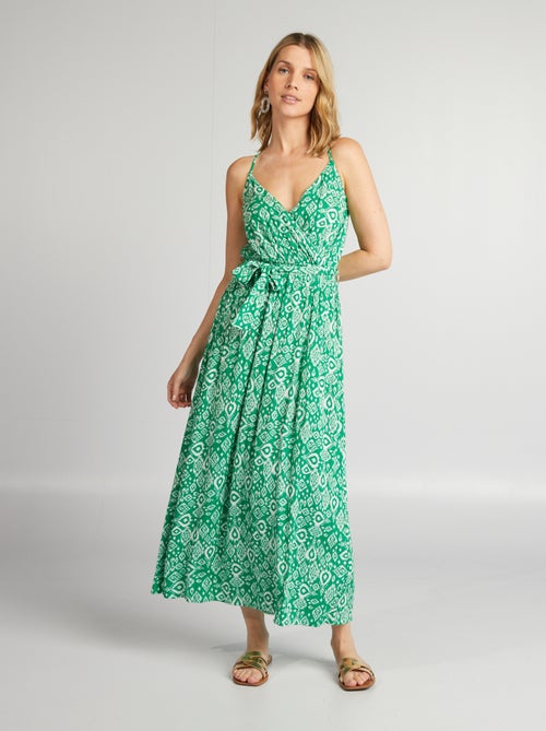 Vestido con cinturón y tirantes finos - Kiabi