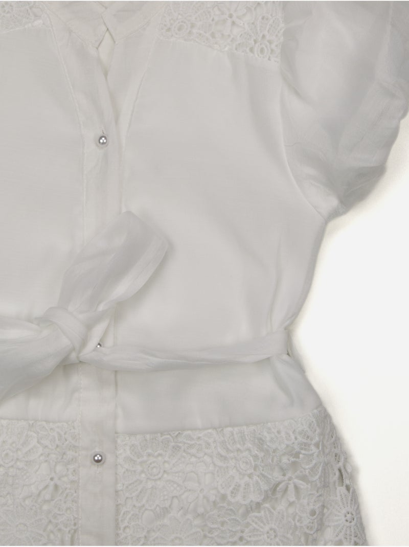 Vestido con cuello de camisa - Kids Star Blanco - Kiabi