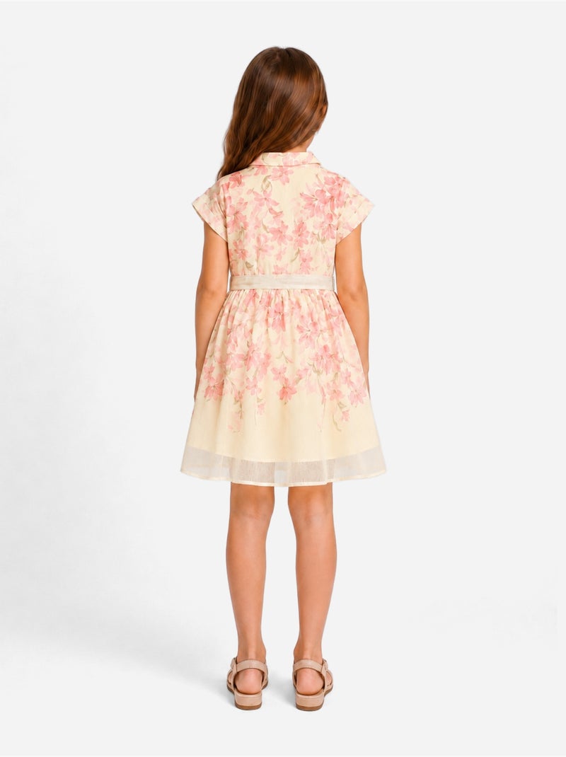 Vestido con cuello de camisa - Kids Star Blanco/Amarillo/Rosa - Kiabi
