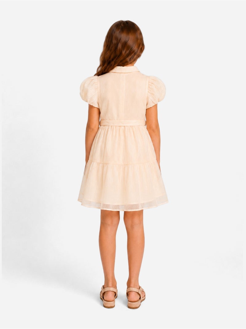 Vestido con cuello de camisa - Kids Star Crema - Kiabi
