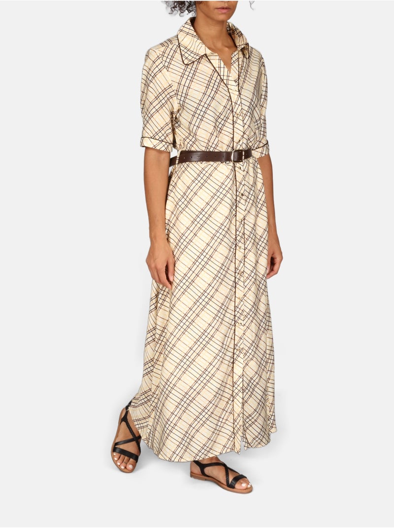 Vestido con cuello de camisa Amarillo - Kiabi