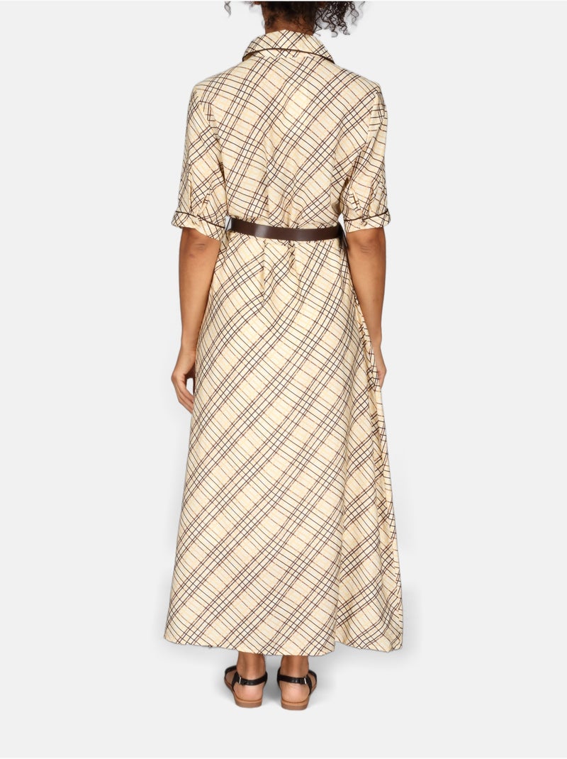 Vestido con cuello de camisa Amarillo - Kiabi