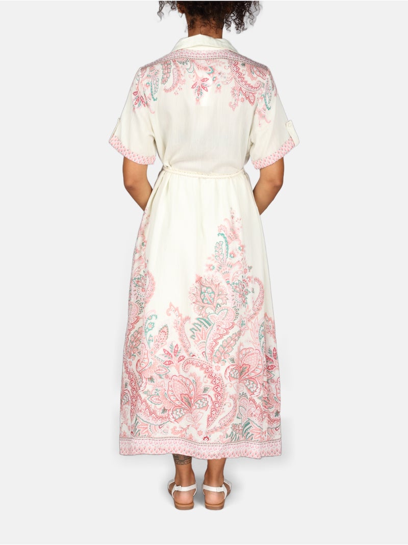 Vestido con cuello de camisa Rosa - Kiabi