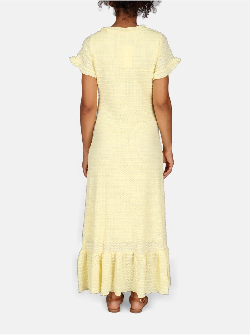 Vestido con cuello en V Amarillo - Kiabi