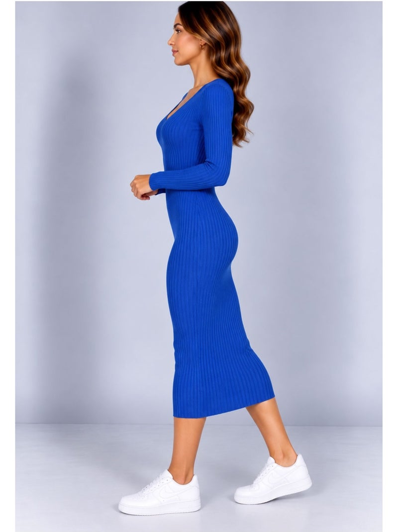 Vestido con cuello en v kebello Azul - Kiabi