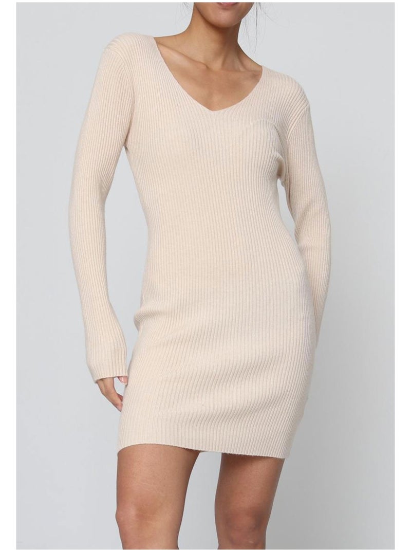 Vestido con cuello en v kebello Beige - Kiabi