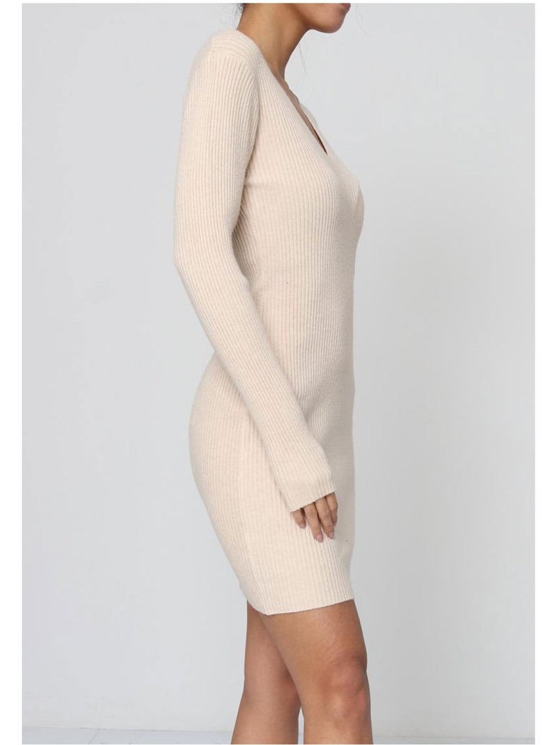 Vestido con cuello en v kebello Beige - Kiabi