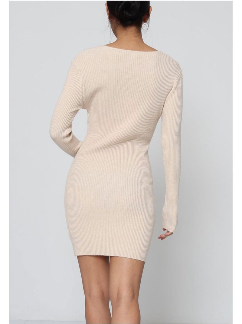 Vestido con cuello en v kebello Beige - Kiabi